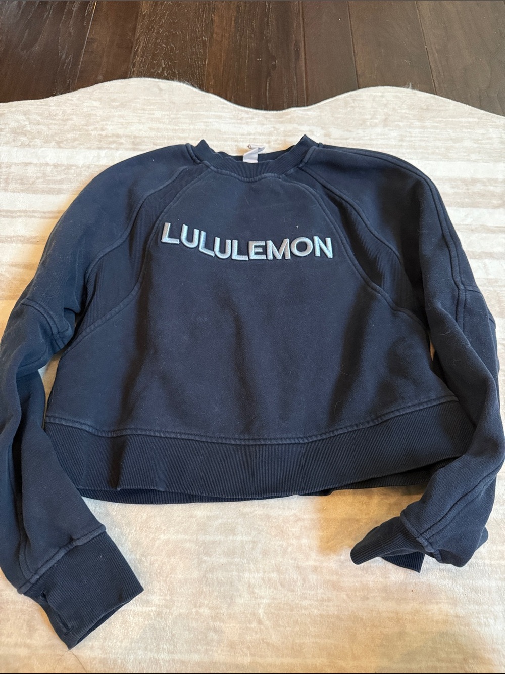 lululemon athletica Navy Logo Cropped Crew Sweatshirt